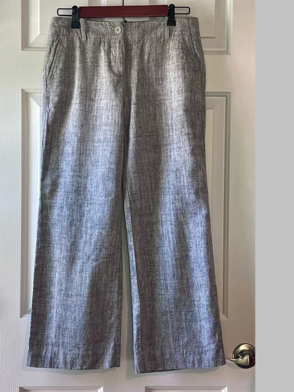 Talbots Linen-Blend Light Gray Wide Leg Pants